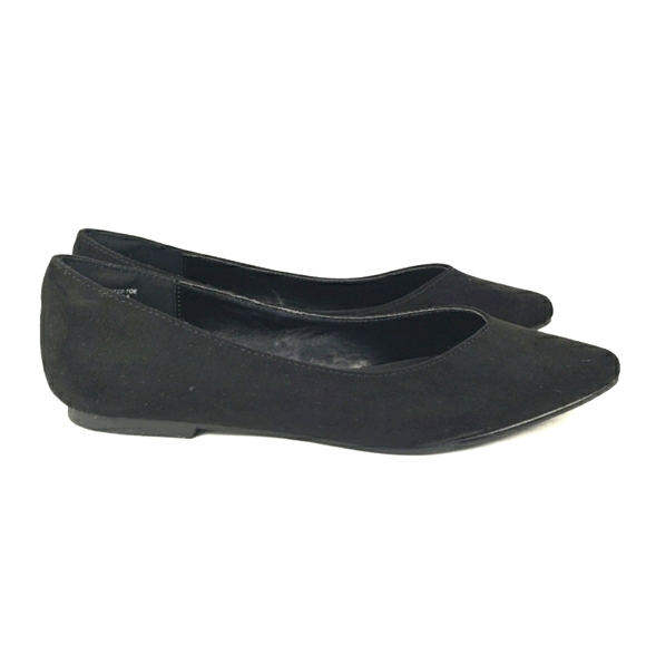 JustFab NEW! Amanda Black, Faux Suede, Slip On Pointy Toe Flats. Women's Size 6M - Picture 2 of 13